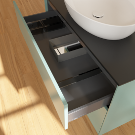 Тумба под раковину Villeroy & Boch Finion 100х50,1 см с подсветкой МДФ оливковый матовый лак/стекло черное матовое GA12GFGM