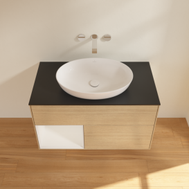 Тумба під раковину Villeroy & Boch Finion 100х50,1 см із підсвічуванням МДФ шпон дуба/скло чорне матове GA12GFPC