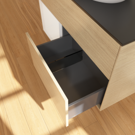 Тумба під раковину Villeroy & Boch Finion 100х50,1 см із підсвічуванням МДФ шпон дуба/скло чорне матове GA12GFPC