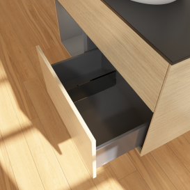 Тумба под раковину Villeroy & Boch Finion 100х50,1 см с подсветкой МДФ шпон дуба/стекло черное матовое GA12GKPC