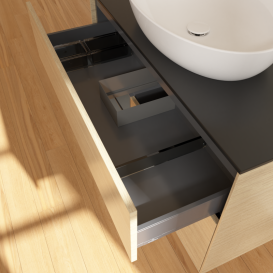 Тумба под раковину Villeroy & Boch Finion 100х50,1 см с подсветкой МДФ шпон дуба/стекло черное матовое GA12GKPC