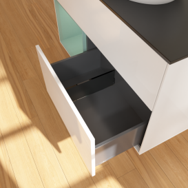 Тумба под раковину Villeroy & Boch Finion 100х50,1 см с подсветкой МДФ глянцевый белый лак/стекло черное матовое GA12GMGF