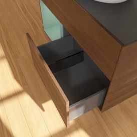 Тумба под раковину Villeroy & Boch Finion 100х50,1 см с подсветкой МДФ шпон грецкого ореха/стекло черное матовое GA12GMGN