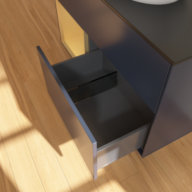 Тумба под раковину Villeroy & Boch Finion 100х50,1 см с подсветкой МДФ темно-синий матовый лак/стекло черное матовое GA12HFHG