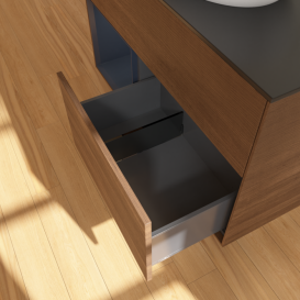 Тумба под раковину Villeroy & Boch Finion 100х50,1 см с подсветкой МДФ шпон грецкого ореха/стекло черное матовое GA12HGGN