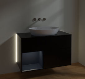 Тумба под раковину Villeroy & Boch Finion 100х50,1 см с подсветкой МДФ черный матовый лак/стекло черное матовое GA12HGPD