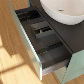 Тумба под раковину Villeroy & Boch Finion 100х50,1 см с подсветкой МДФ оливковый матовый лак/стекло черное матовое GA12PDGM