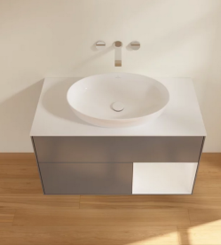 Тумба под раковину Villeroy & Boch Finion 100х50,1 см с подсветкой МДФ антрацит матовый лак/стекло белое матовое FA21GFGK