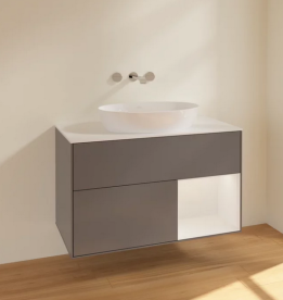 Тумба под раковину Villeroy & Boch Finion 100х50,1 см с подсветкой МДФ антрацит матовый лак/стекло белое матовое FA21GFGK