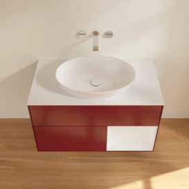 Тумба под раковину Villeroy & Boch Finion 100х50,1 см с подсветкой МДФ пион матовый лак/стекло белое матовое FA21GFHB