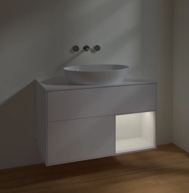 Тумба под раковину Villeroy & Boch Finion 100х50,1 см с подсветкой МДФ белый матовый лак/стекло белое матовое FA21GFMT