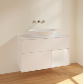 Тумба под раковину Villeroy & Boch Finion 100х50,1 см с подсветкой МДФ белый матовый лак/стекло белое матовое FA21GFMT