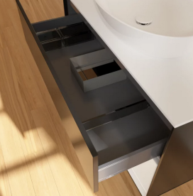 Тумба под раковину Villeroy & Boch Finion 100х50,1 см с подсветкой МДФ черный матовый лак/стекло белое матовое FA21GFPD