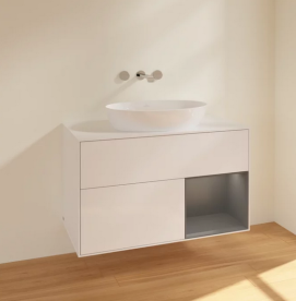 Тумба под раковину Villeroy & Boch Finion 100х50,1 см с подсветкой МДФ глянцевый белый лак/стекло белое матовое FA21GKGF