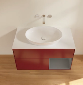 Тумба под раковину Villeroy & Boch Finion 100х50,1 см с подсветкой МДФ пион матовый лак/стекло белое матовое FA21GKHB