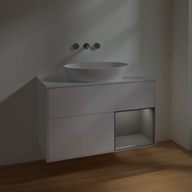 Тумба под раковину Villeroy & Boch Finion 100х50,1 см с подсветкой МДФ белый матовый лак/стекло белое матовое FA21GKMT