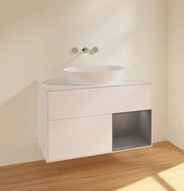 Тумба под раковину Villeroy & Boch Finion 100х50,1 см с подсветкой МДФ белый матовый лак/стекло белое матовое FA21GKMT