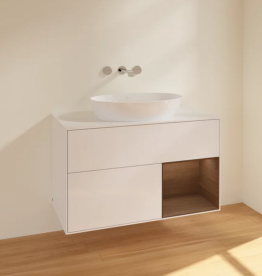 Тумба под раковину Villeroy & Boch Finion 100х50,1 см с подсветкой МДФ глянцевый белый лак/стекло белое матовое FA21GNGF