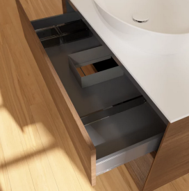 Тумба под раковину Villeroy & Boch Finion 100х50,1 см с подсветкой МДФ шпон грецкого ореха/стекло белое матовое FA21GNGN