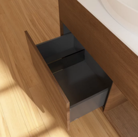 Тумба под раковину Villeroy & Boch Finion 100х50,1 см с подсветкой МДФ шпон грецкого ореха/стекло белое матовое FA21GNGN