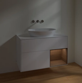 Тумба под раковину Villeroy & Boch Finion 100х50,1 см с подсветкой МДФ белый матовый лак/стекло белое матовое FA21GNMT