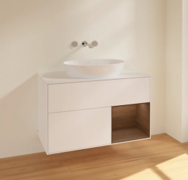 Тумба под раковину Villeroy & Boch Finion 100х50,1 см с подсветкой МДФ белый матовый лак/стекло белое матовое FA21GNMT