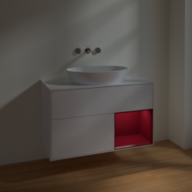 Тумба под раковину Villeroy & Boch Finion 100х50,1 см с подсветкой МДФ глянцевый белый лак/стекло белое матовое FA21HBGF