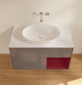 Тумба под раковину Villeroy & Boch Finion 100х50,1 см с подсветкой МДФ антрацит матовый лак/стекло белое матовое FA21HBGK