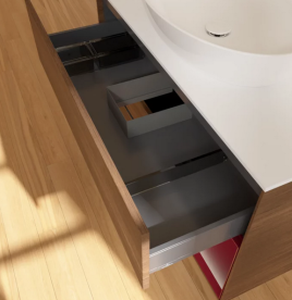 Тумба под раковину Villeroy & Boch Finion 100х50,1 см с подсветкой МДФ шпон грецкого ореха/стекло белое матовое FA21HBGN