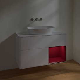 Тумба под раковину Villeroy & Boch Finion 100х50,1 см с подсветкой МДФ белый матовый лак/стекло белое матовое FA21HBMT