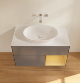 Тумба под раковину Villeroy & Boch Finion 100х50,1 см с подсветкой МДФ антрацит матовый лак/стекло белое матовое FA21HFGK