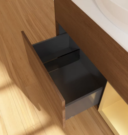 Тумба под раковину Villeroy & Boch Finion 100х50,1 см с подсветкой МДФ шпон грецкого ореха/стекло белое матовое FA21HFGN