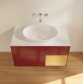 Тумба под раковину Villeroy & Boch Finion 100х50,1 см с подсветкой МДФ пион матовый лак/стекло белое матовое FA21HFHB