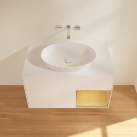 Тумба под раковину Villeroy & Boch Finion 100х50,1 см с подсветкой МДФ белый матовый лак/стекло белое матовое FA21HFMT