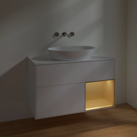 Тумба под раковину Villeroy & Boch Finion 100х50,1 см с подсветкой МДФ белый матовый лак/стекло белое матовое FA21HFMT