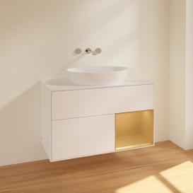 Тумба под раковину Villeroy & Boch Finion 100х50,1 см с подсветкой МДФ белый матовый лак/стекло белое матовое FA21HFMT