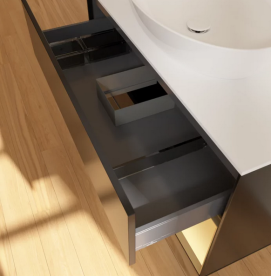 Тумба под раковину Villeroy & Boch Finion 100х50,1 см с подсветкой МДФ черный матовый лак/стекло белое матовое FA21HFPD