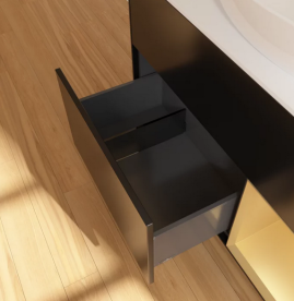 Тумба под раковину Villeroy & Boch Finion 100х50,1 см с подсветкой МДФ черный матовый лак/стекло белое матовое FA21HFPD