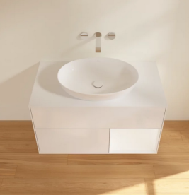 Тумба под раковину Villeroy & Boch Finion 100х50,1 см с подсветкой МДФ глянцевый белый лак/стекло белое матовое FA21MTGF