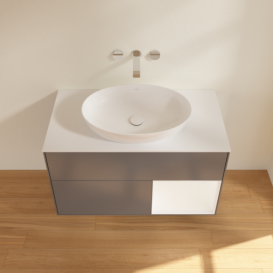 Тумба під раковину Villeroy & Boch Finion 100х50,1 см з підсвічуванням антрацит матовий лак/скло біле матове FA21MTGK