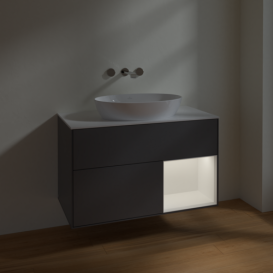 Тумба під раковину Villeroy & Boch Finion 100х50,1 см з підсвічуванням антрацит матовий лак/скло біле матове FA21MTGK