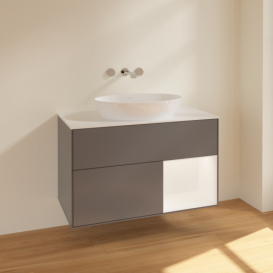 Тумба під раковину Villeroy & Boch Finion 100х50,1 см з підсвічуванням антрацит матовий лак/скло біле матове FA21MTGK
