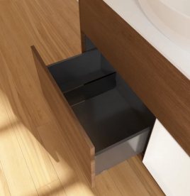 Тумба под раковину Villeroy & Boch Finion 100х50,1 см с подсветкой МДФ шпон грецкого ореха/стекло белое матовое FA21MTGN