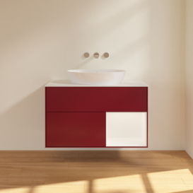 Тумба под раковину Villeroy & Boch Finion 100х50,1 см с подсветкой МДФ пион матовый лак/стекло белое матовое FA21MTHB