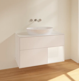 Тумба под раковину Villeroy & Boch Finion 100х50,1 см с подсветкой МДФ белый матовый лак/стекло белое матовое FA21MTMT