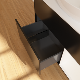 Тумба під раковину Villeroy & Boch Finion 100х50,1 см із підсвічуванням МДФ чорний матовий лак/скло біле матове FA21MTPD