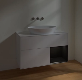 Тумба под раковину Villeroy & Boch Finion 100х50,1 см с подсветкой МДФ глянцевый белый лак/стекло белое матовое FA21PDGF