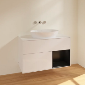 Тумба под раковину Villeroy & Boch Finion 100х50,1 см с подсветкой МДФ глянцевый белый лак/стекло белое матовое FA21PDGF