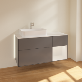 Тумба под раковину Villeroy & Boch Finion 120х50,1 см с подсветкой МДФ антрацит матовый лак/стекло белое матовое G151GFGK