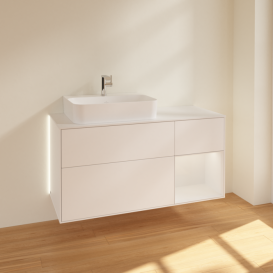 Тумба под раковину Villeroy & Boch Finion 120х50,1 см с подсветкой МДФ белый матовый лак/стекло белое матовое G151GFMT